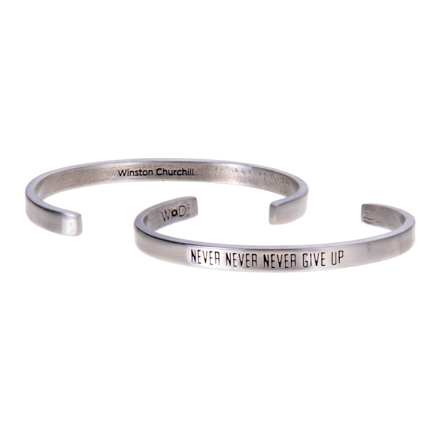 Never Never Never Give Up Winston Churchill Quotable Cuff Bracelet