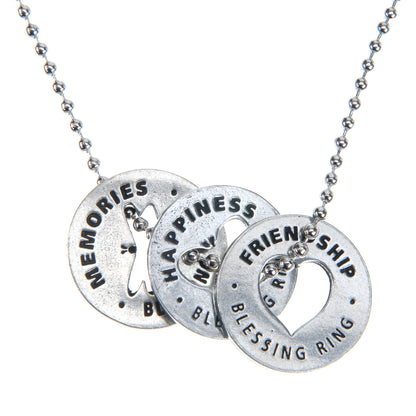 Assorted Memory Blessing Rings on a necklace