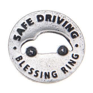 Safe Driving Blessing Ring front (on back - be cautious and aware, drive with care)