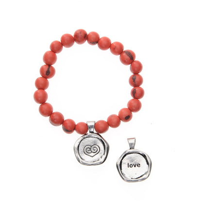 Acai Seeds of Life Bracelet with Wax Seal - Tiger Red Beads