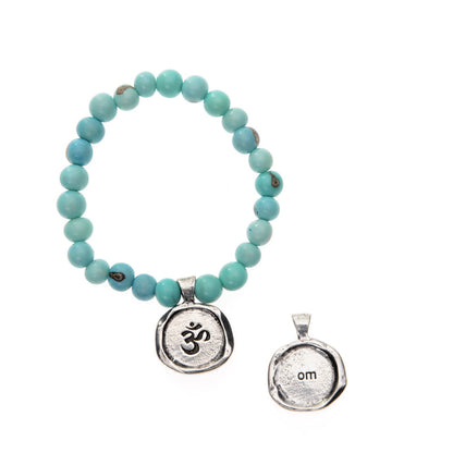 Acai Seeds Of Life Bracelet with Wax Seal - Turquoise Beads